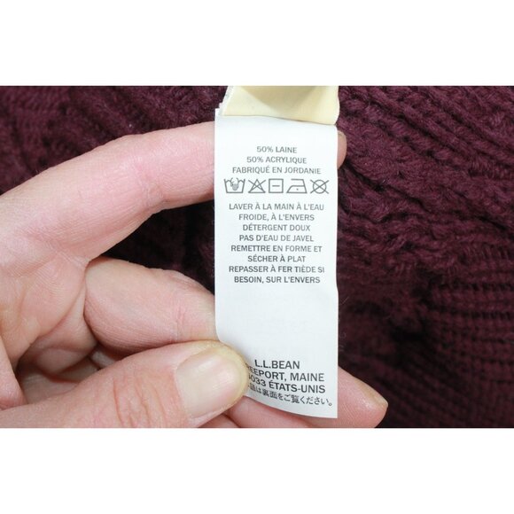 LL Bean Cozy Fisherman Sweaters and Pullovers Burgundy Size Small - Picture 9 of 11